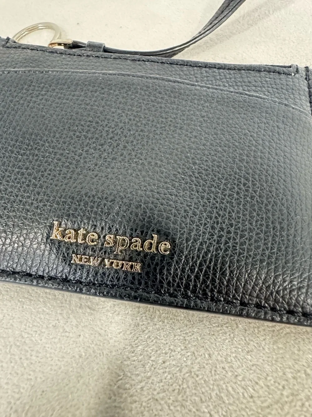 Kate Spade Leila Pebbled Leather Card Case Wristlet Black